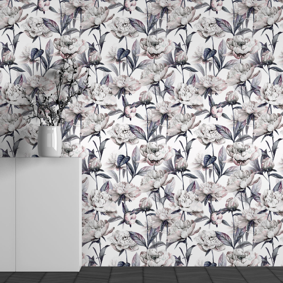 Panoramic Wallpaper - Wall Mural - Flower Pattern