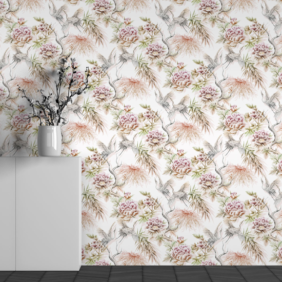 Panoramic Wallpaper - Wall Mural - Flower Pattern