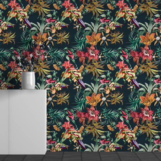 Panoramic Wallpaper - Wall Mural - Flower Pattern