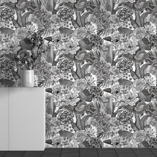 Panoramic Wallpaper - Wall Mural - Flower Pattern