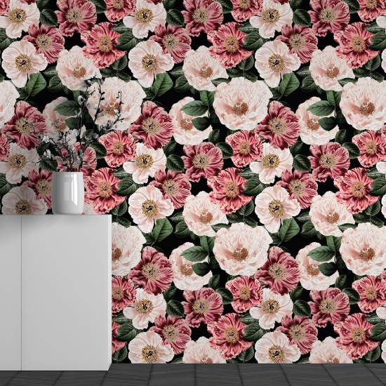 Panoramic Wallpaper - Wall Mural - Flower Pattern