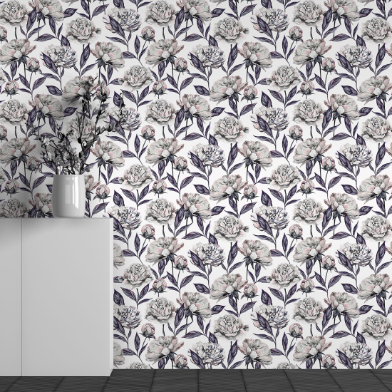 Panoramic Wallpaper - Wall Mural - Flower Pattern