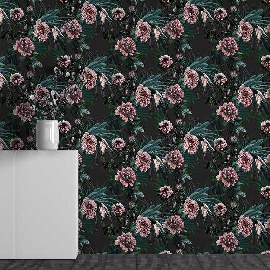 Panoramic Wallpaper - Wall Mural - Flower Pattern