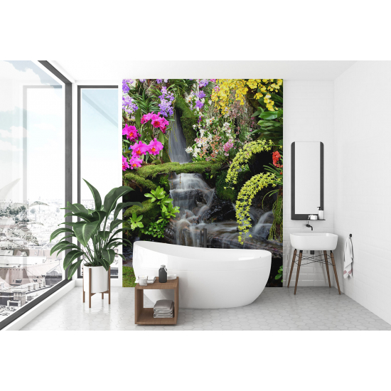 Panoramic Wallpaper - Wall Mural - Flower Waterfall