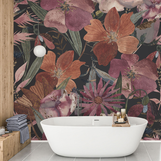 Panoramic Wallpaper - Wall Mural - Flowers