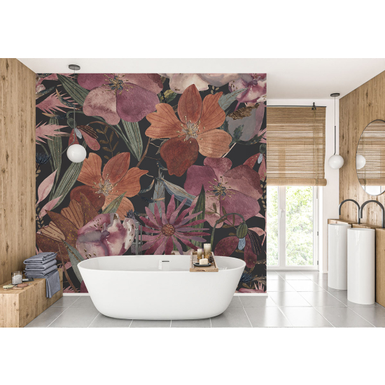 Panoramic Wallpaper - Wall Mural - Flowers