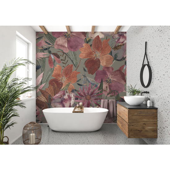 Panoramic Wallpaper - Wall Mural - Flowers