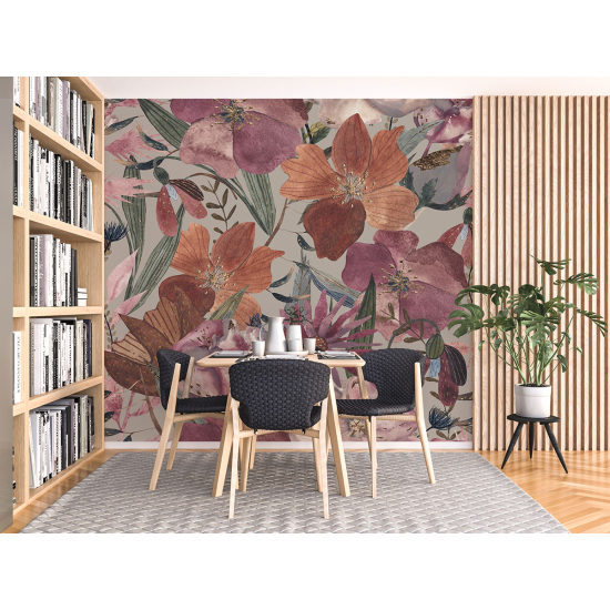 Panoramic Wallpaper - Wall Mural - Flowers