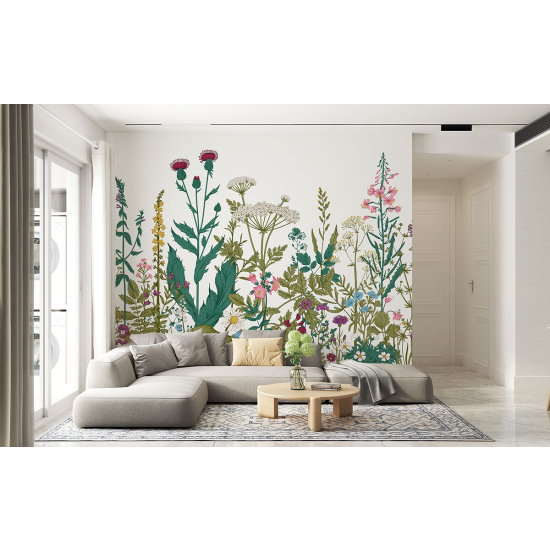 Panoramic Wallpaper - Wall Mural - Flowers