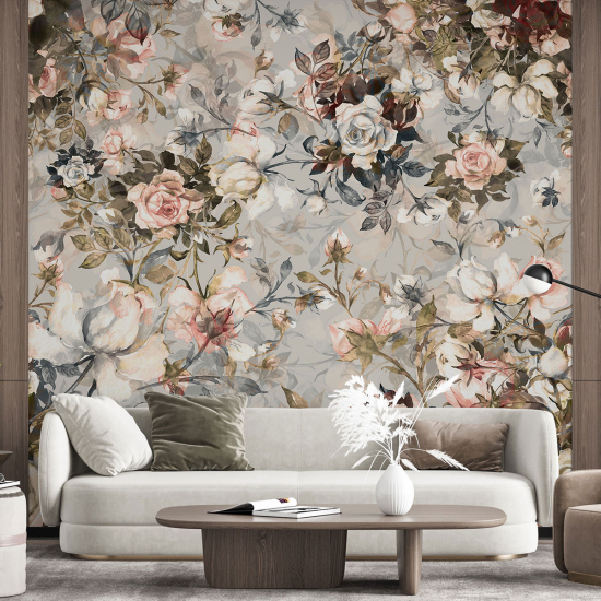 Panoramic Wallpaper - Wall Mural - Flowers