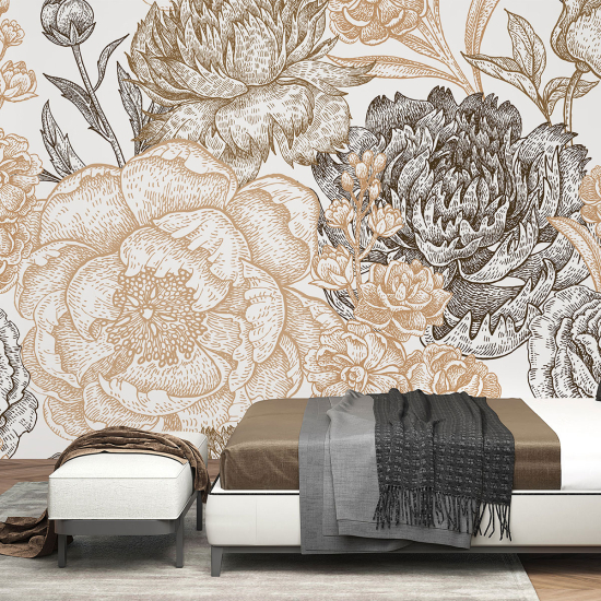 Panoramic Wallpaper - Wall Mural - Flowers