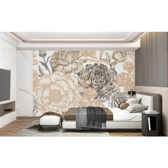 Panoramic Wallpaper - Wall Mural - Flowers