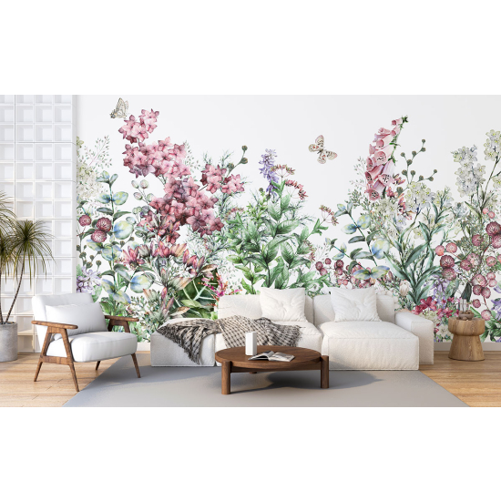 Panoramic Wallpaper - Wall Mural - Flowers