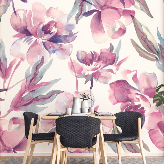 Panoramic Wallpaper - Wall Mural - Flowers