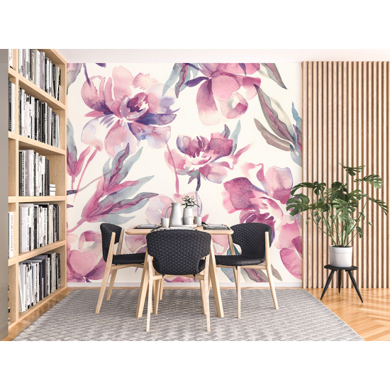 Panoramic Wallpaper - Wall Mural - Flowers