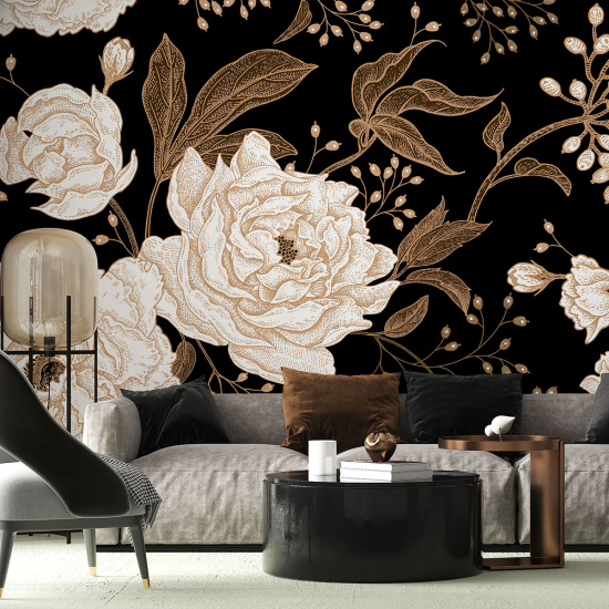 Panoramic Wallpaper - Wall Mural - Flowers