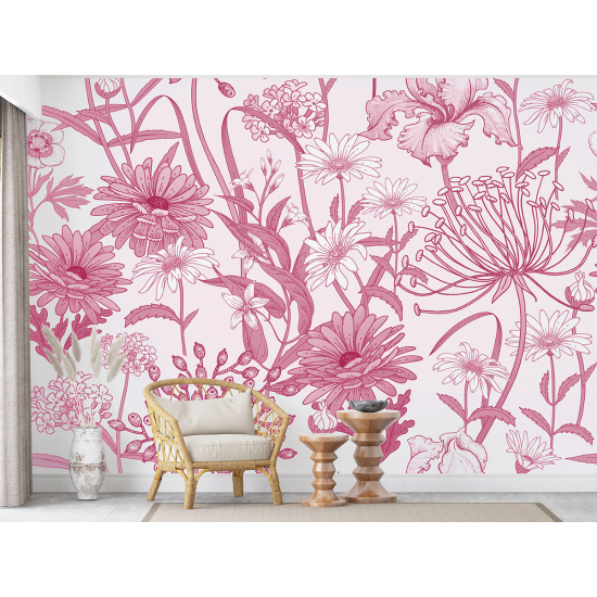 Panoramic Wallpaper - Wall Mural - Flowers