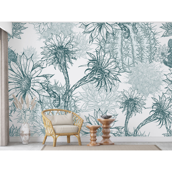 Panoramic Wallpaper - Wall Mural - Flowers