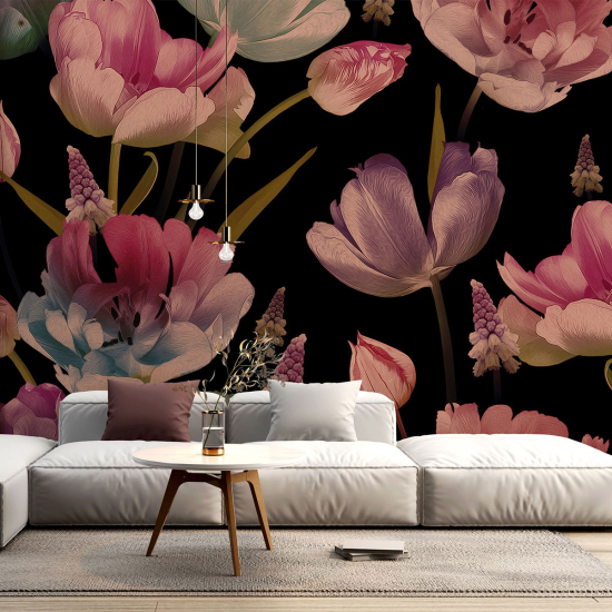 Panoramic Wallpaper - Wall Mural - Flowers