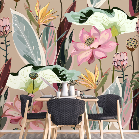 Panoramic Wallpaper - Wall Mural - Flowers