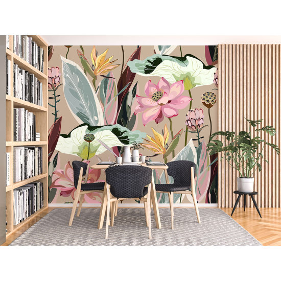 Panoramic Wallpaper - Wall Mural - Flowers