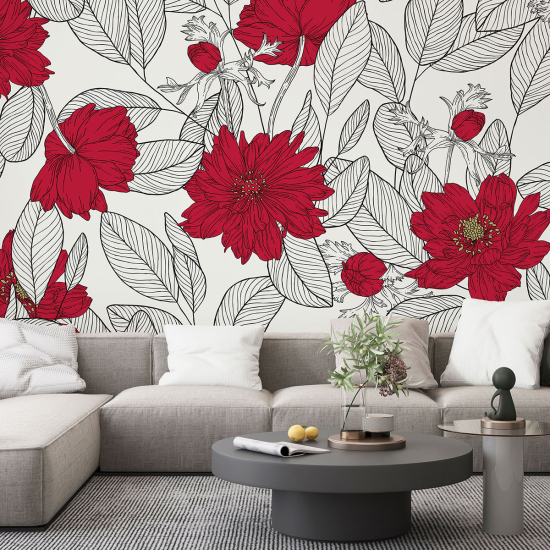 Panoramic Wallpaper - Wall Mural - Flowers