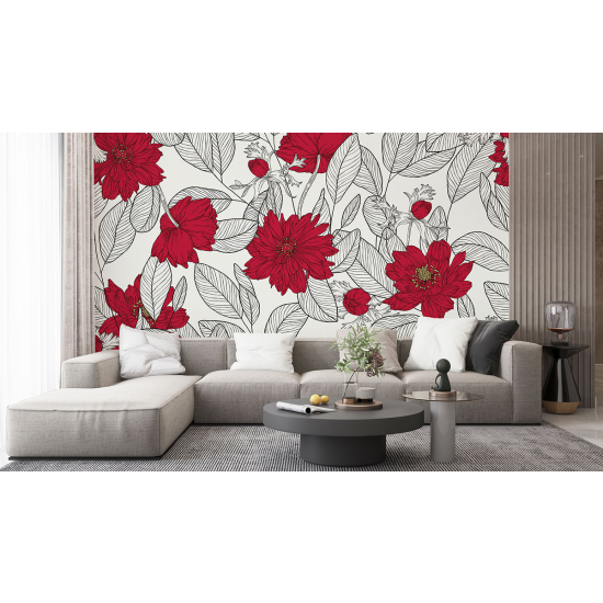 Panoramic Wallpaper - Wall Mural - Flowers