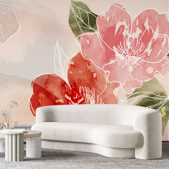 Panoramic Wallpaper - Wall Mural - Flowers