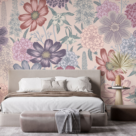 Panoramic Wallpaper - Wall Mural - Flowers