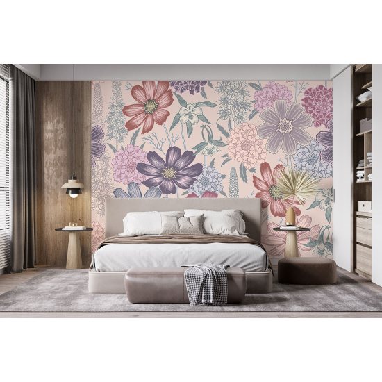 Panoramic Wallpaper - Wall Mural - Flowers