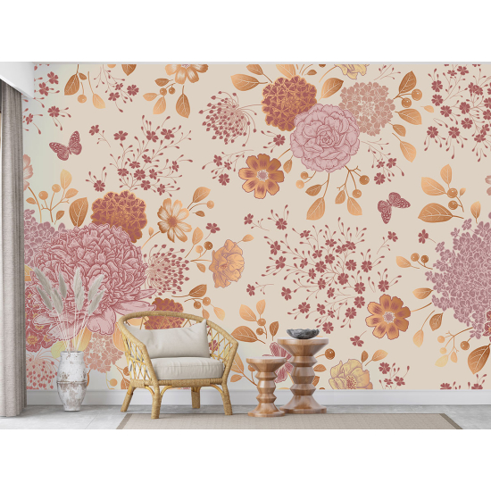 Panoramic Wallpaper - Wall Mural - Flowers