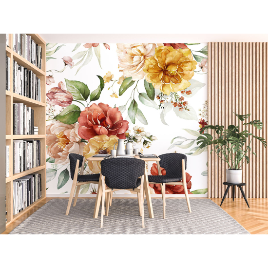 Panoramic Wallpaper - Wall Mural - Flowers