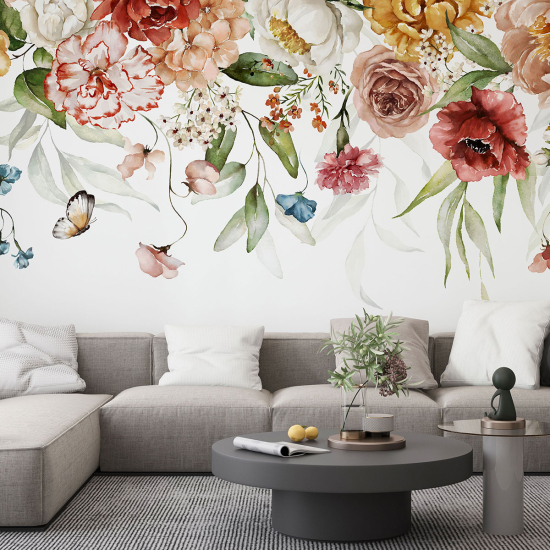 Panoramic Wallpaper - Wall Mural - Flowers