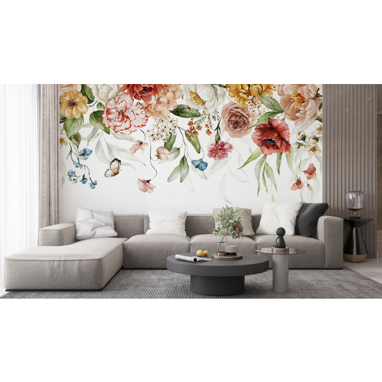 Panoramic Wallpaper - Wall Mural - Flowers