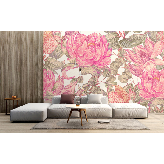 Panoramic Wallpaper - Wall Mural - Flowers