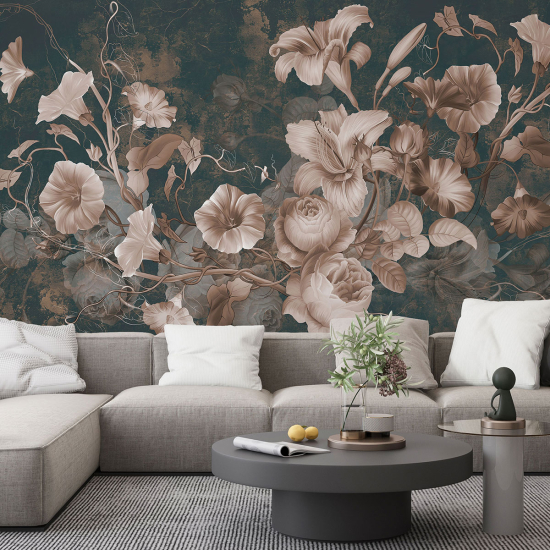 Panoramic Wallpaper - Wall Mural - Flowers