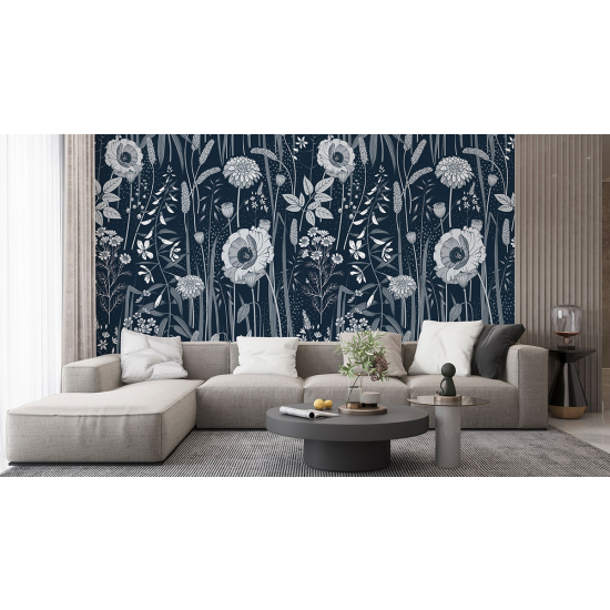 Panoramic Wallpaper - Wall Mural - Flowers