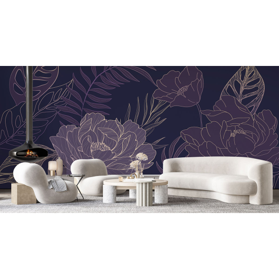 Panoramic Wallpaper - Wall Mural - Flowers