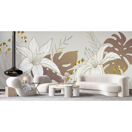 Panoramic Wallpaper - Wall Mural - Flowers