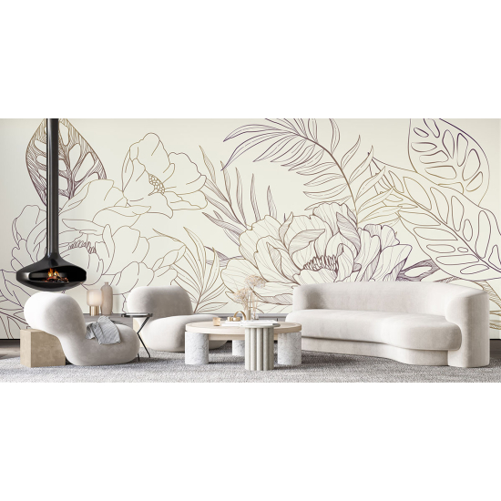 Panoramic Wallpaper - Wall Mural - Flowers