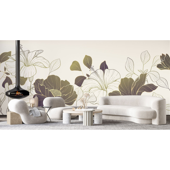 Panoramic Wallpaper - Wall Mural - Flowers