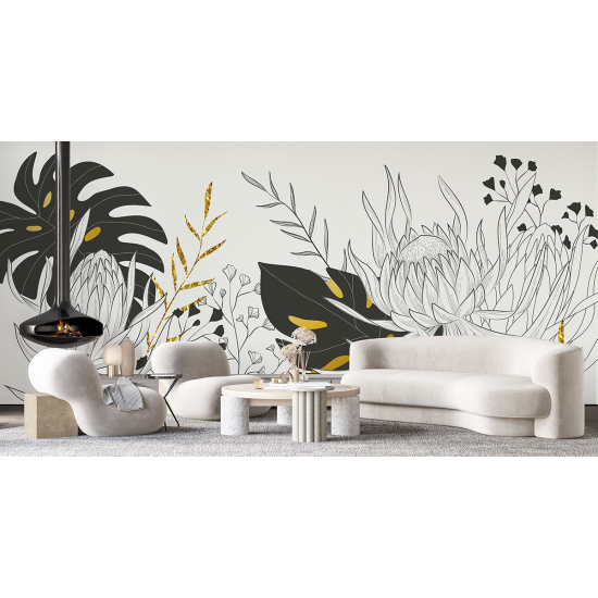 Panoramic Wallpaper - Wall Mural - Flowers