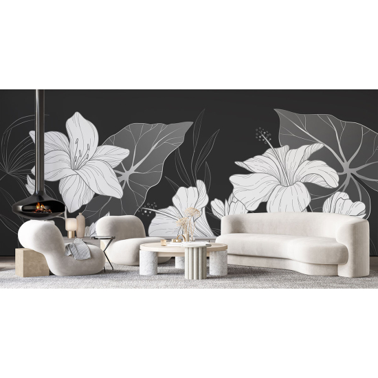 Panoramic Wallpaper - Wall Mural - Flowers