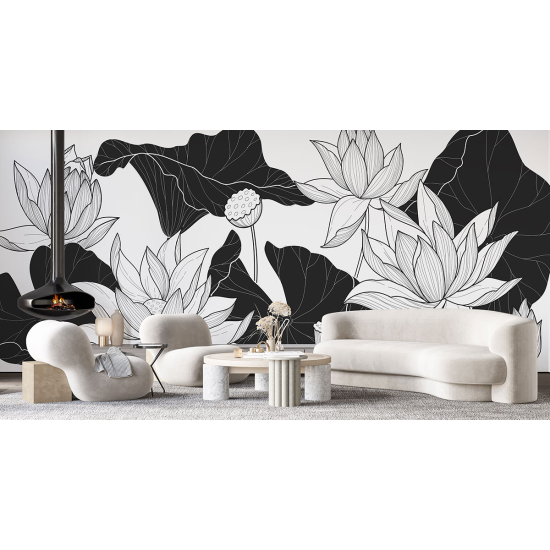 Panoramic Wallpaper - Wall Mural - Flowers