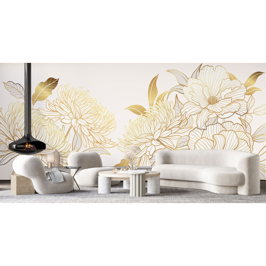 Panoramic Wallpaper - Wall Mural - Flowers