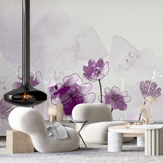 Panoramic Wallpaper - Wall Mural - Flowers