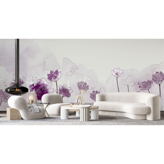 Panoramic Wallpaper - Wall Mural - Flowers