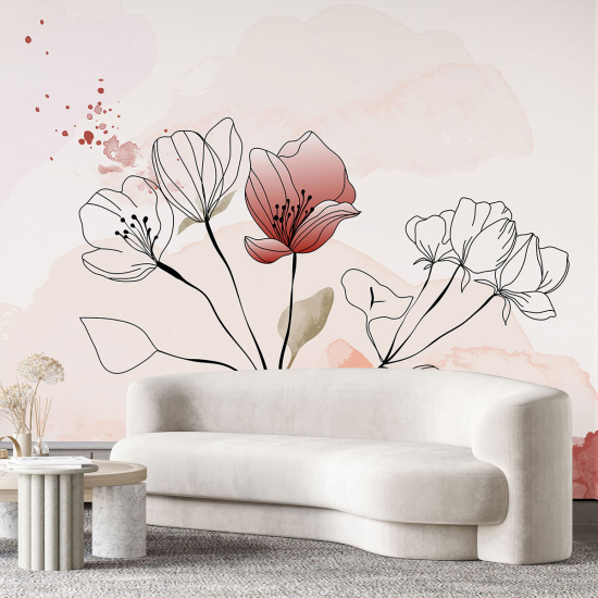 Panoramic Wallpaper - Wall Mural - Flowers