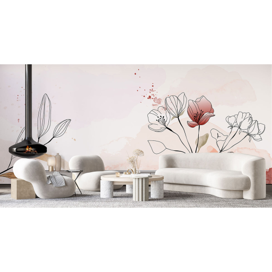 Panoramic Wallpaper - Wall Mural - Flowers