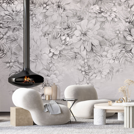 Panoramic Wallpaper - Wall Mural - Flowers